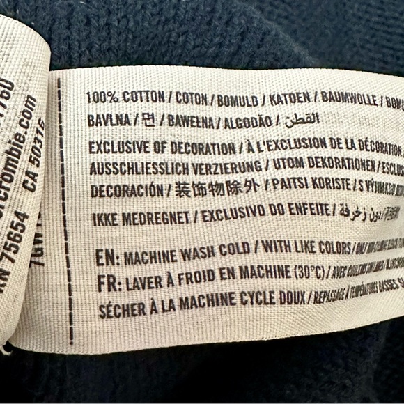 Abercrombie & Fitch Dark Crewneck Sweater Rolled Collar Y2K Fall Fest Cabincore - Picture 6 of 6